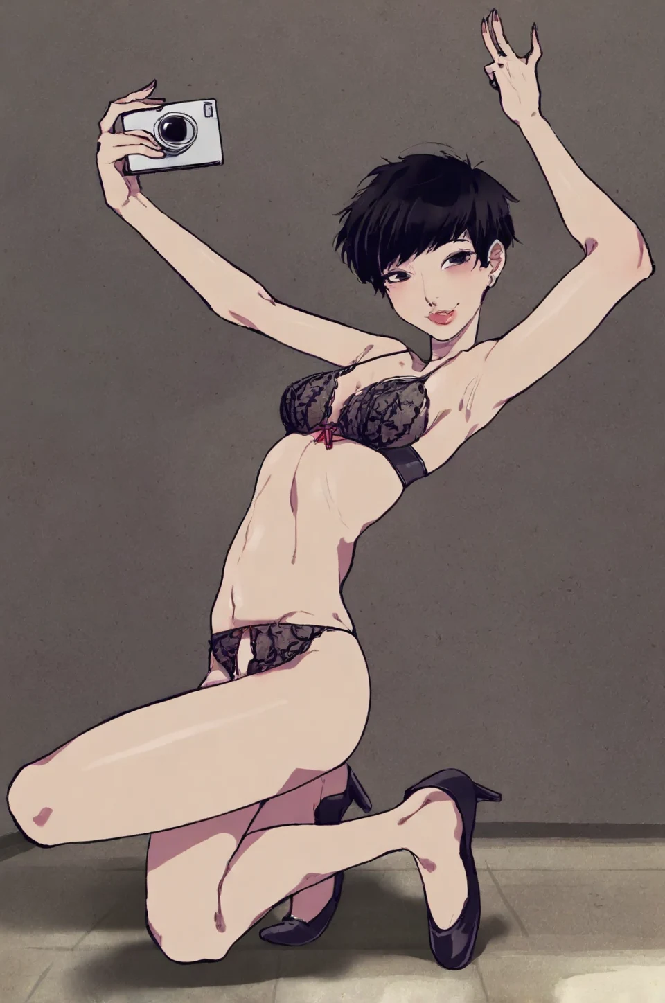 selfie-short-black-pixie-cut-years-9e95f8 on IllustriousXL v0.1