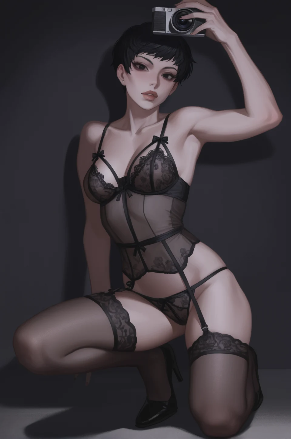 selfie-short-black-pixie-cut-years-9e95f8 on Indigo Void Furry Fused XL / Furry NoobAI