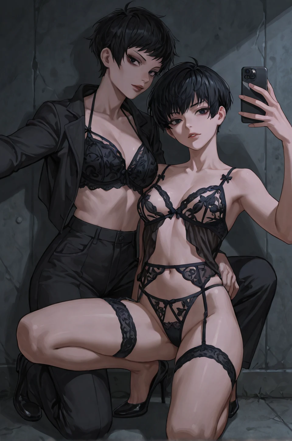 selfie-short-black-pixie-cut-years-9e95f8 on Nova Anime XL