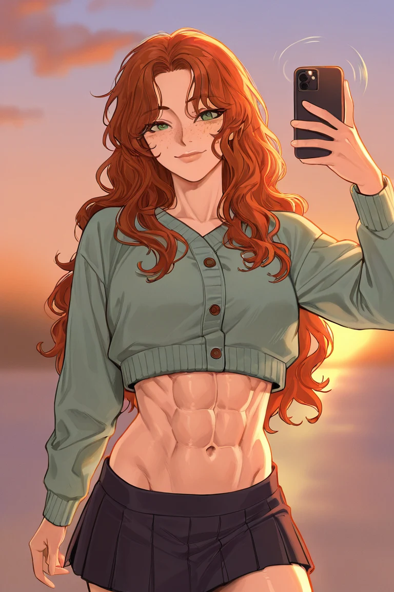 selfie-wavy-auburn-hair-years-old-88f6bc on WAI-illustrious-SDXL