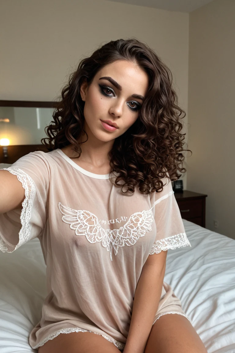 selfie-woman-curly-dark-brown-hair-78df41 on CyberRealistic Pony