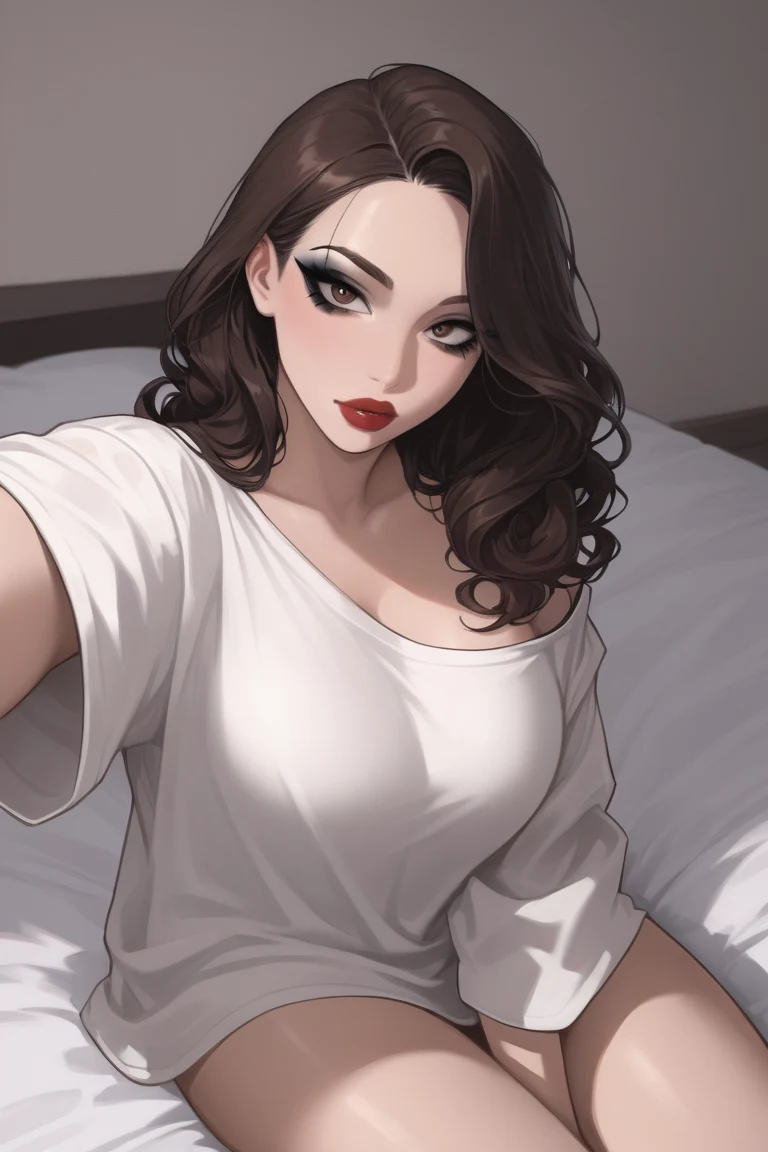 selfie-woman-curly-dark-brown-hair-78df41 on Indigo Void Furry Fused XL / Furry NoobAI