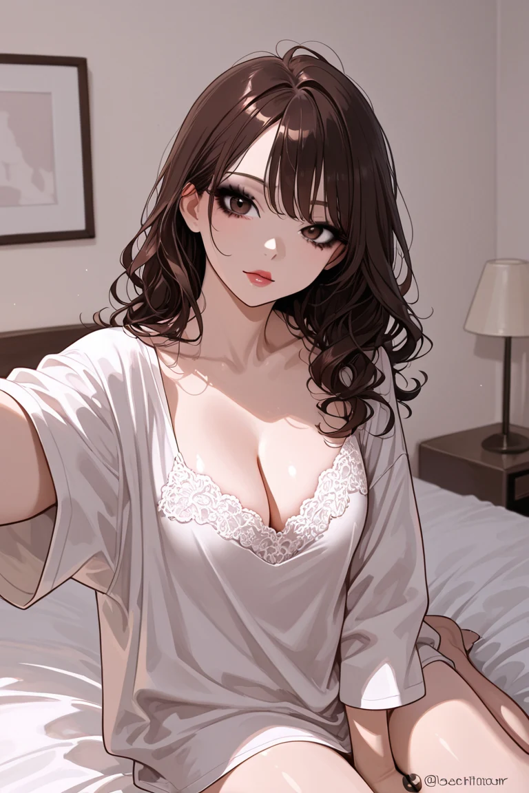 selfie-woman-curly-dark-brown-hair-78df41 on One obsession