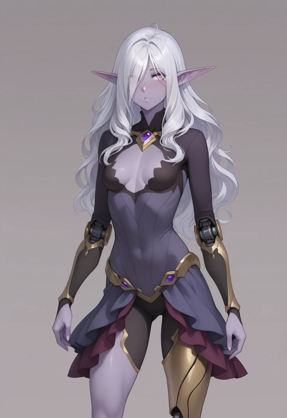 solo-mature_female-dark-elf-light-purple-c6f65d on Indigo Void Furry Fused XL / Furry NoobAI