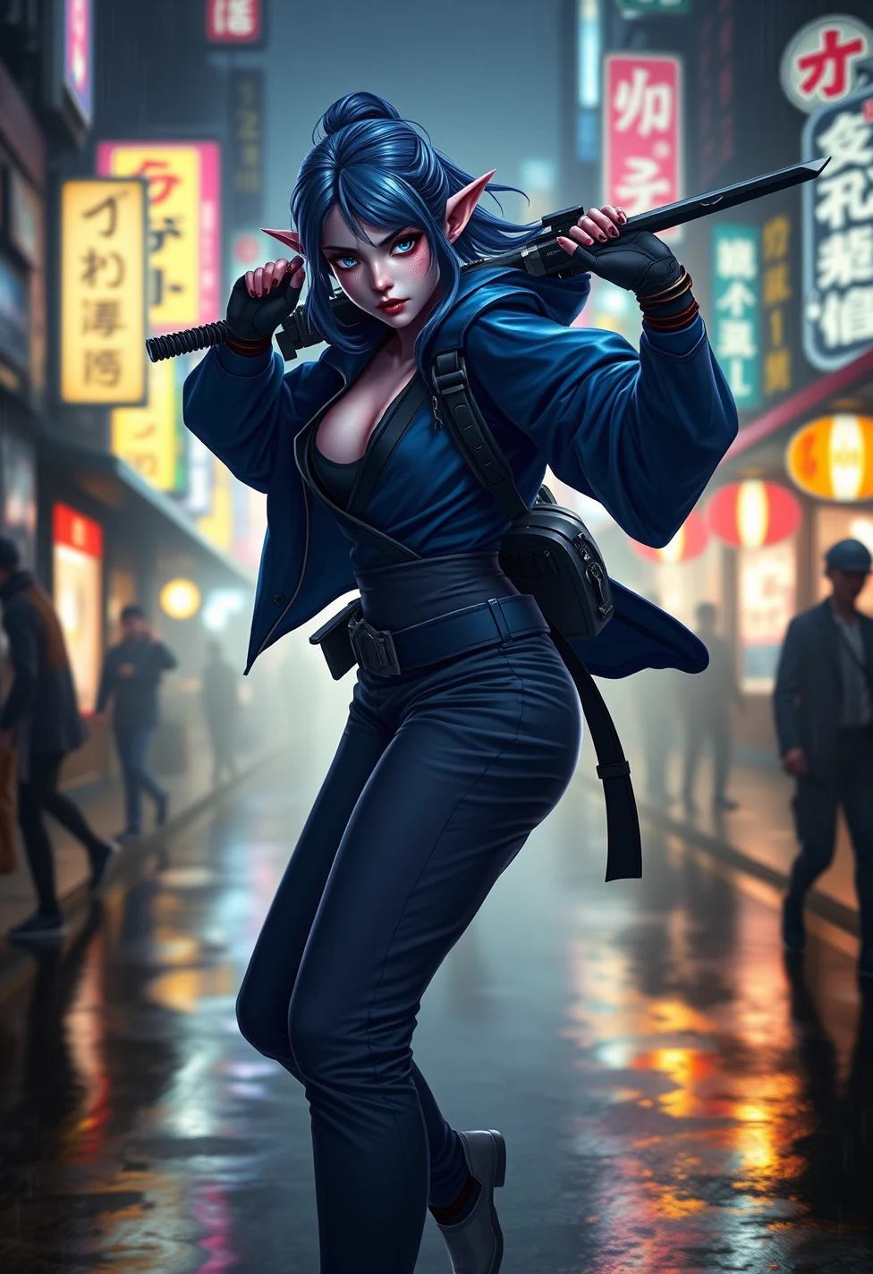 solo-mature_female-dark-elf-pink-purple-84871f on FLUX.1 [schnell]