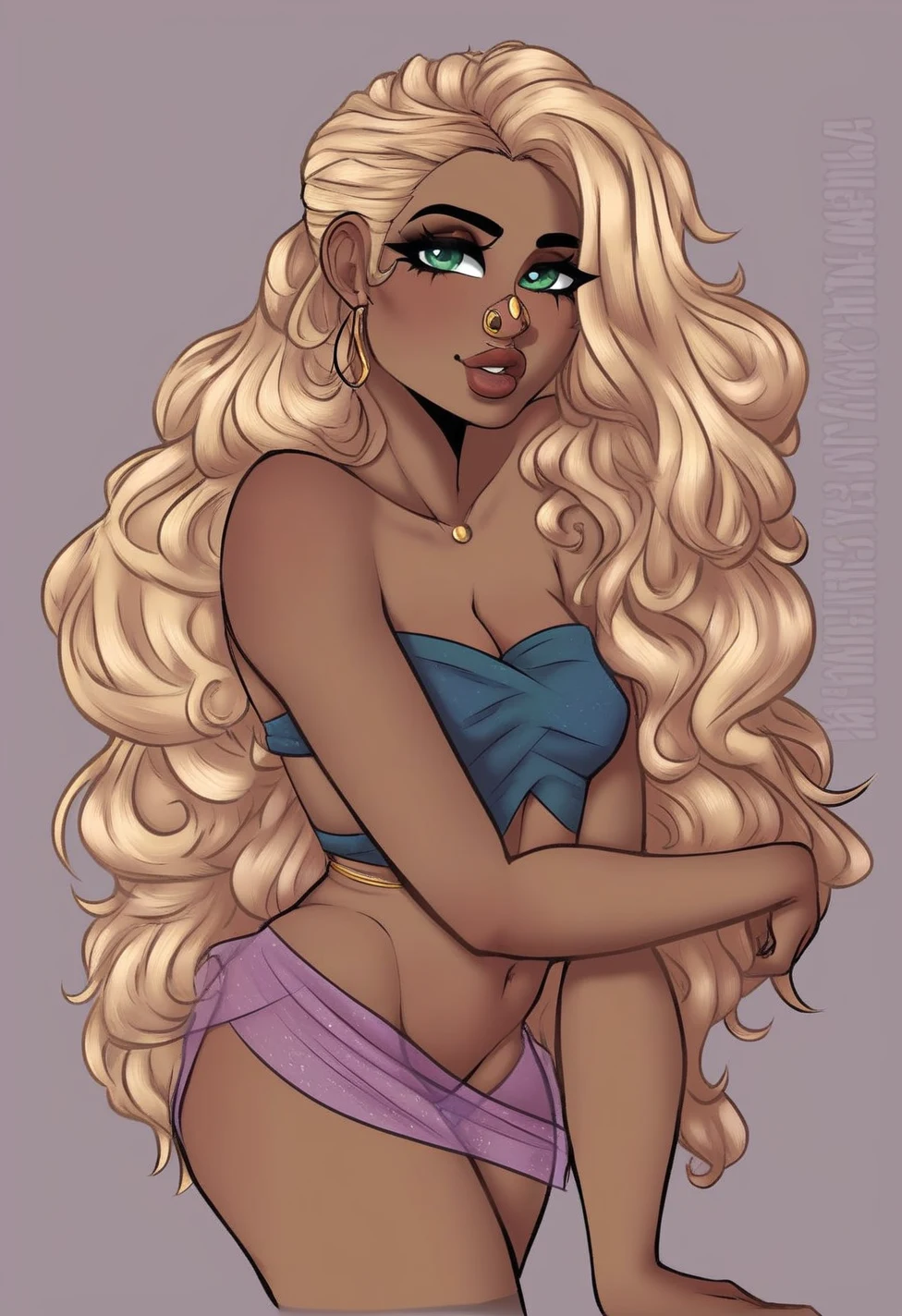 solo-mature_female-human-dark-skin-brown-24c87b on Pony Diffusion XL