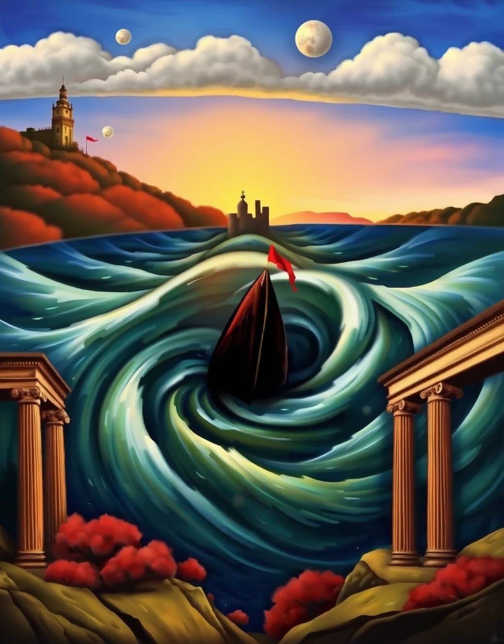 surrealism-east-asian-architecture-classical-oil-6b9cb3 on PixelWave