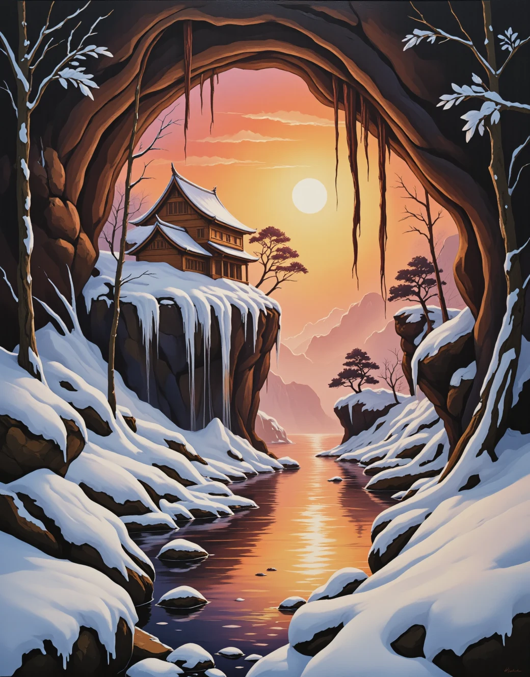 surrealism-east-asian-architecture-classical-oil-86b57a on FenrisXL + Flux