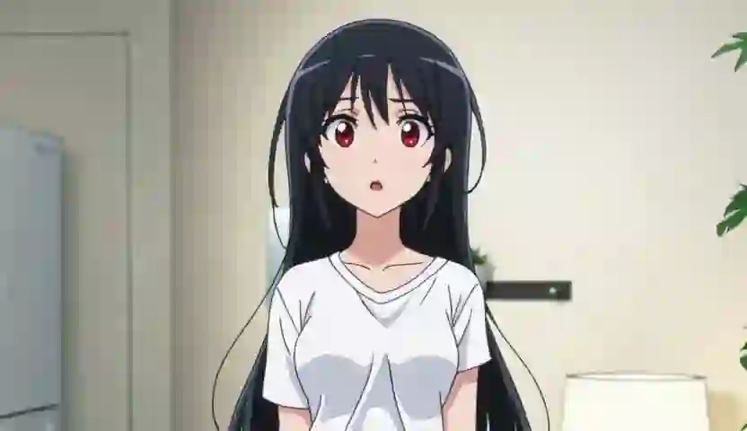 A girl with long black hair and red eyes stands on Wan 2.2 T2V A14B